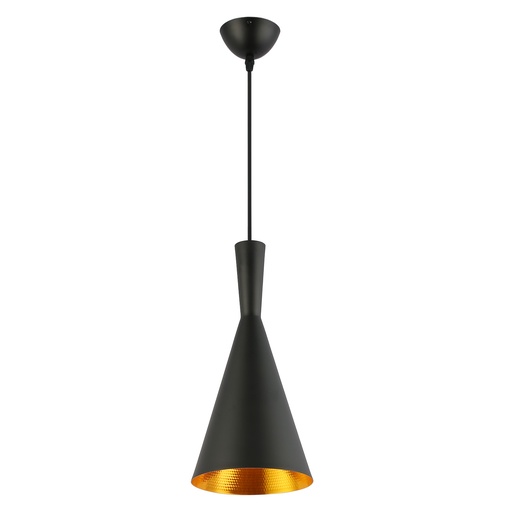 Lámpara Colgante de diseño de cúpla Retro Industrial de Techo con Pantalla de Aluminio interior dorado, Altura Ajustable E27"CONICA"