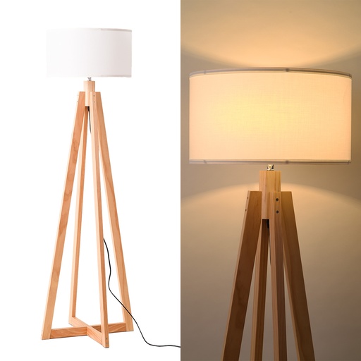 [F006-WH] "YUNA" Wooden Floor Lamp E27, Nordic Style, Elegant and Versatile