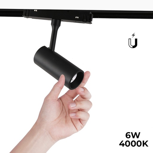 [PMC-6W-N-BN] Refletor LED para trilho magnético 48V - 6W - Preto