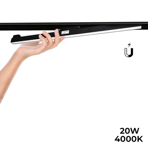 [LM-600-N-BN] Luminária linear LED Opal para trilho magnético 48V - 20W - Preto
