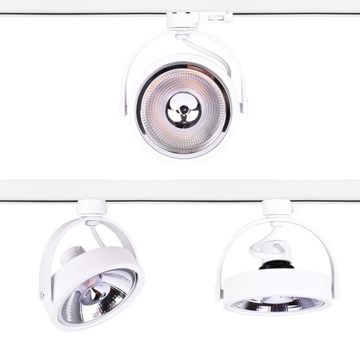 LED spotlight for three-phase track, compatible with AR111 GU10 bulbs