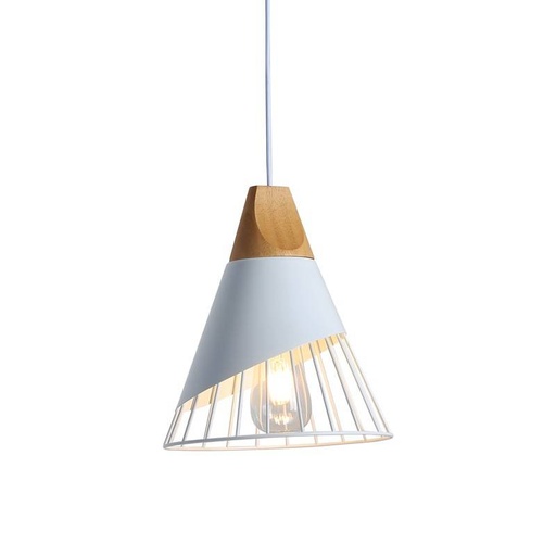 Metal and Wood Pendant Lamp "PEN"
