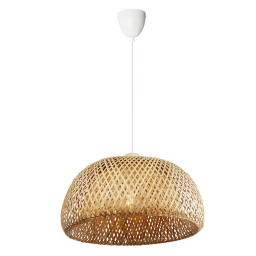 Minimalist Wicker and Bamboo Pendant Lamp 'OSAKA' with Double-Layer Dome, Ø480 x 250 mm