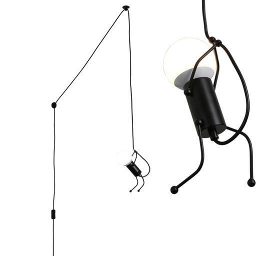 [C007-EU-BK] Lámpara Colgante Negra con Cable Largo y Enchufe "FORMIGA"