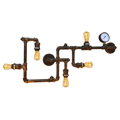 [W61] Aplique de Pared Retro/Vintage 'PIPE' 5 luces, casquillo E27, diseño tubular, sin bombillas