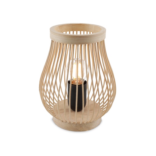 [T028] Lámpara de mesa de madera y bambú pequeña lámpara de noche para dormitorio "HAYA" E27